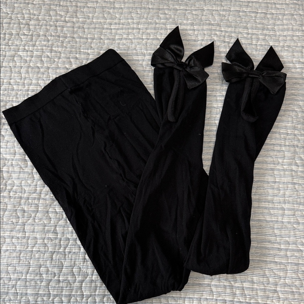Black Hosiery with Ankle Bow Detail
